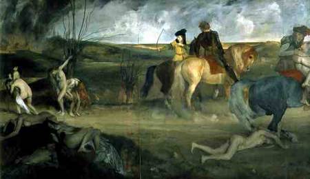 Scene of War in the Middle Ages van Edgar Degas