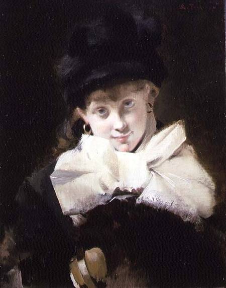 Portrait of a Young Girl van Edouard Toudouze