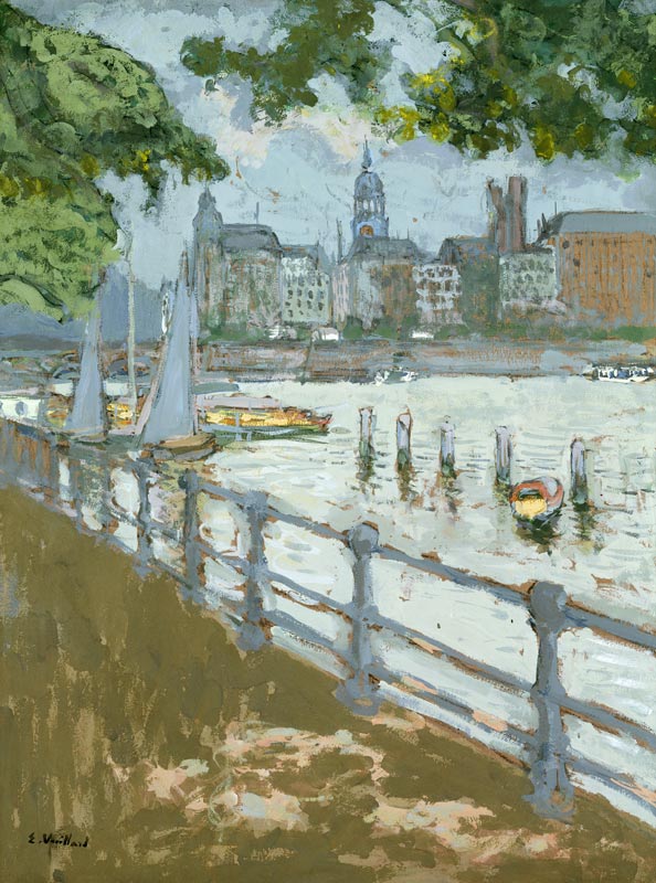 View of the Binnenalster, 1913 (gouache on card)  van Edouard Vuillard