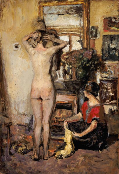 Frauenakt vor Spiegel van Edouard Vuillard