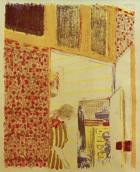 Interieur aux tentures roses III van Edouard Vuillard