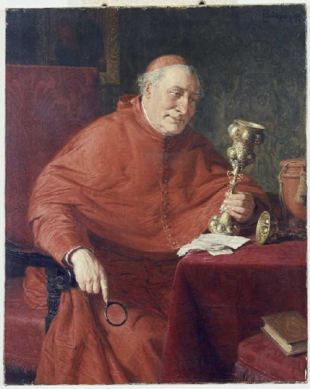 Ein Kardinal betrachtet einen Pokal van Eduard Grützner