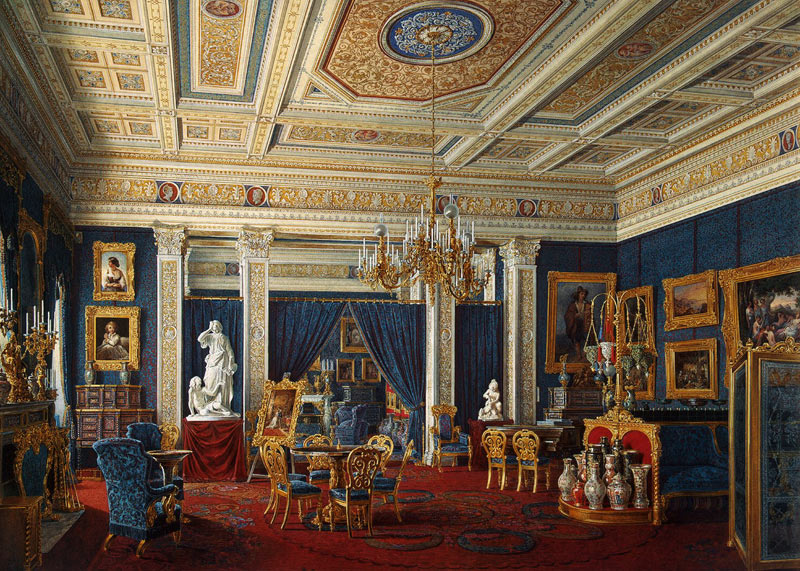 Blue Drawing-Room in the Mariinsky Palace in Saint Petersburg van Eduard Hau