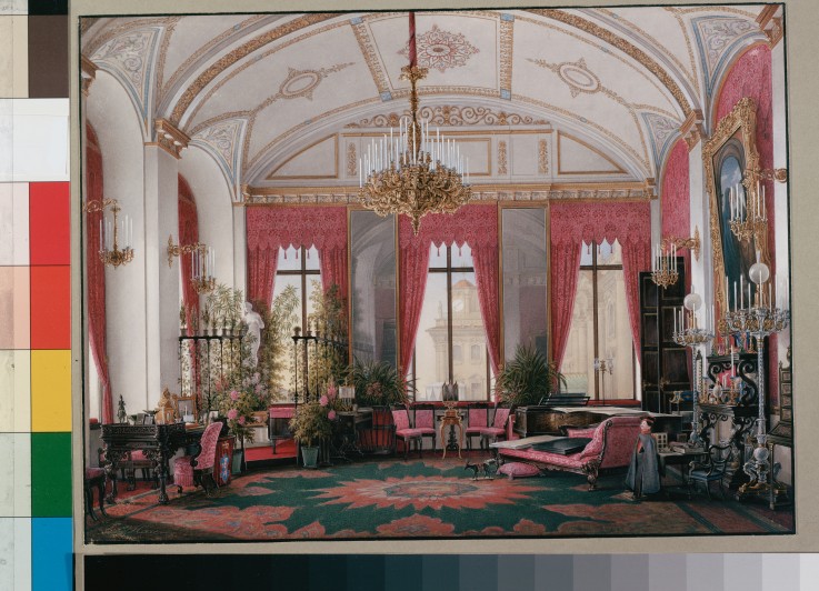 Interiors of the Winter Palace. The Raspberry Study of Empress Maria Alexandrovna van Eduard Hau