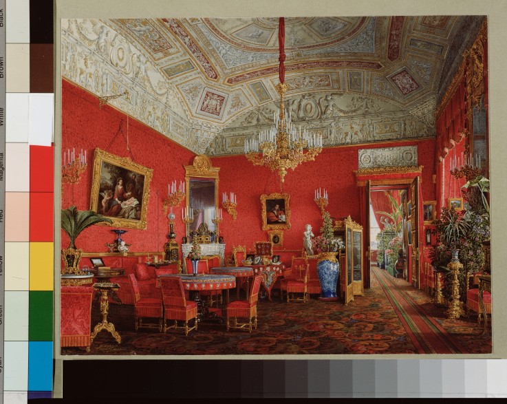 Interiors of the Winter Palace. The Large Drawing Room of Empress Alexandra Fyodorovna van Eduard Hau