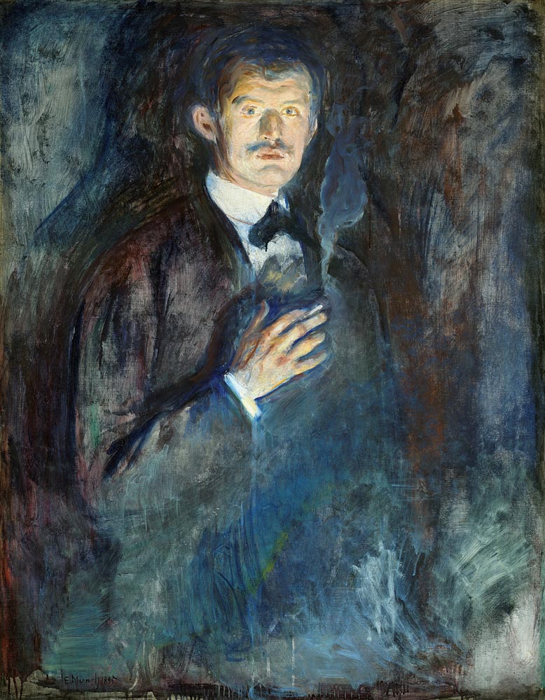 Self portrait with cigarette van Edvard Munch