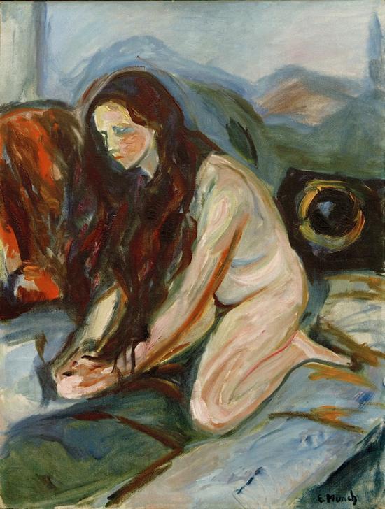 Nude kneeling van Edvard Munch