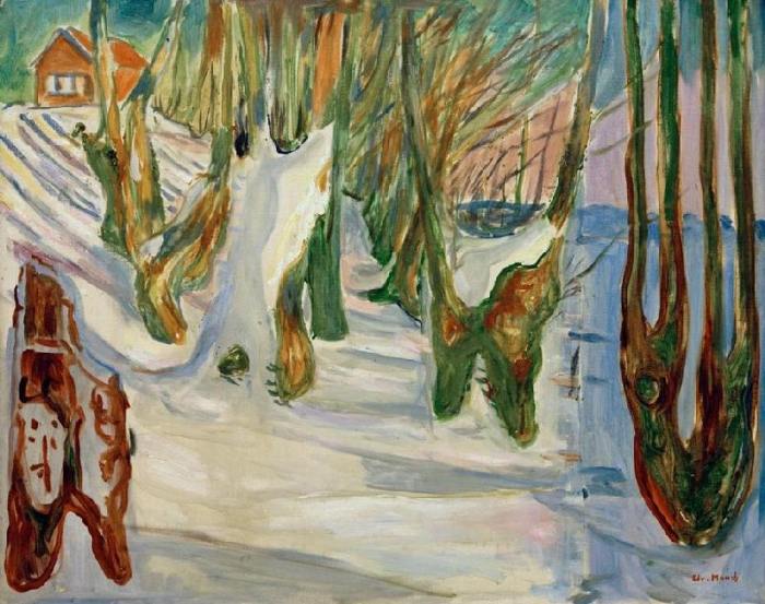 Old trees (Winter, Ekely) van Edvard Munch