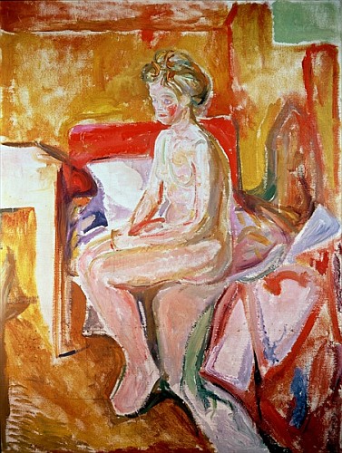 Girl seated on the edge of her bed  van Edvard Munch