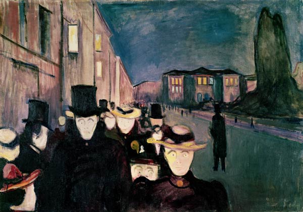Spring Evening on Karl Johann Street van Edvard Munch