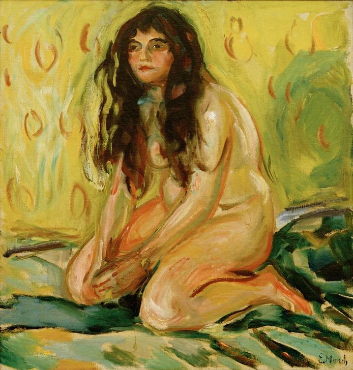 Nude kneeling van Edvard Munch