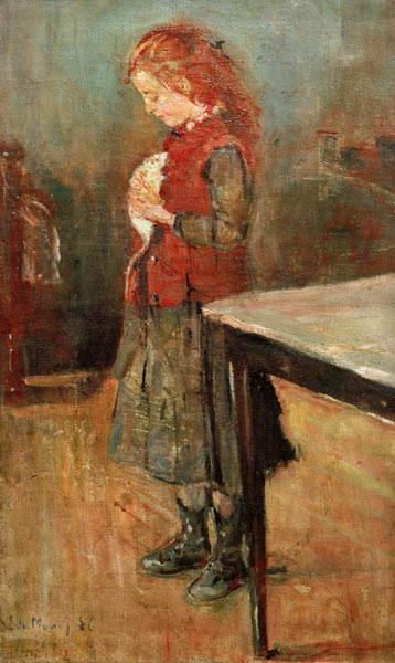 Red-haired girl with white rat van Edvard Munch
