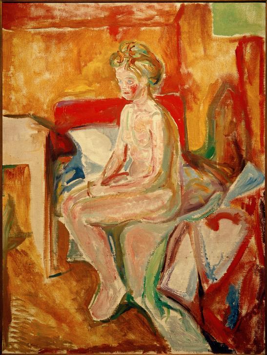 Nude Sitting on the Edge of the Bed van Edvard Munch