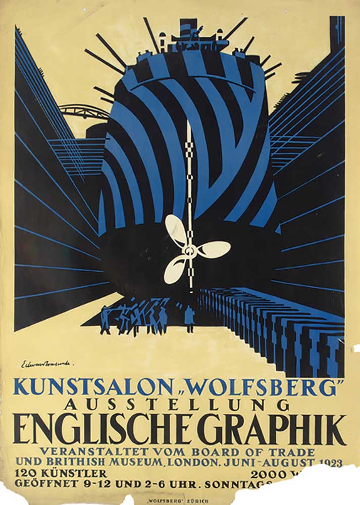 German poster for an exhibition of English Graphics for the Board of Trade and the British Museum, 1 van Edward Alexander Wadsworth
