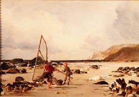 Shrimpers on a beach