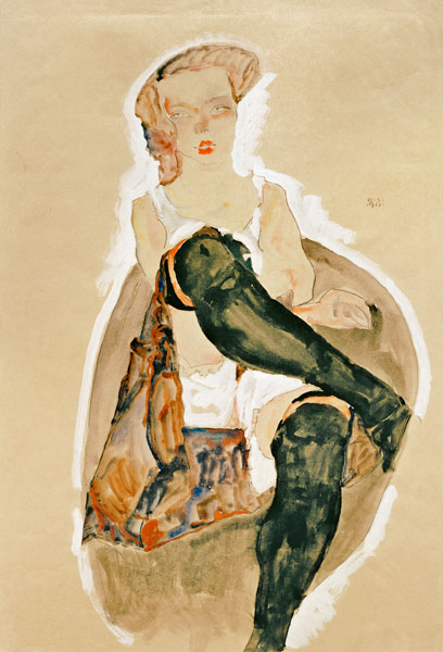 Girl w.her Legs Crossed van Egon Schiele
