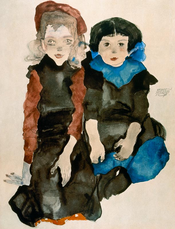 Zwei kleine Mädchen van Egon Schiele
