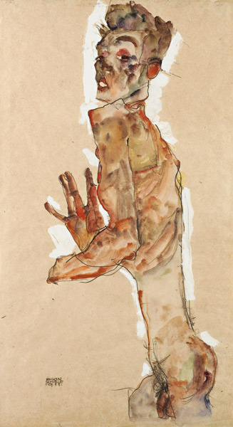 Self-Portrait with Splayed Fingers van Egon Schiele