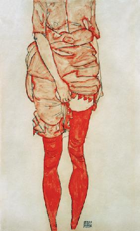 Staande vrouw in het rood  - Egon Schiele