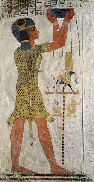 An Inmutef priest making an offering New Kingdom van Egyptian
