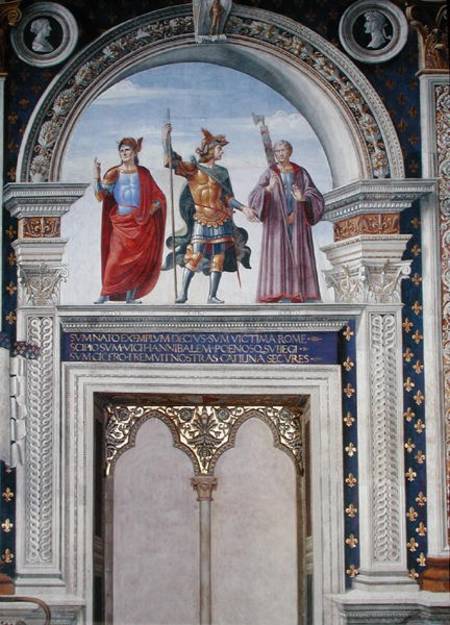 Decio Mure, Scipio (c.235-183 BC) and Cicero (106-43 BC) detail from the fresco in the Sala dei Gigl van  (eigentl. Domenico Tommaso Bigordi) Ghirlandaio Domenico