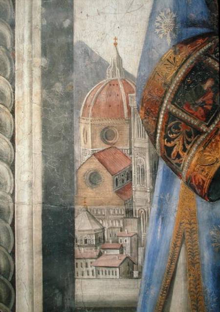 The duomo, detail from the fresco in the Sala dei Gigli van  (eigentl. Domenico Tommaso Bigordi) Ghirlandaio Domenico