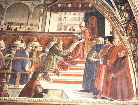 Lorenzo de' Medici, Sassetti and his Son with Antonio Pucci, from the Sassetti Chapel van  (eigentl. Domenico Tommaso Bigordi) Ghirlandaio Domenico
