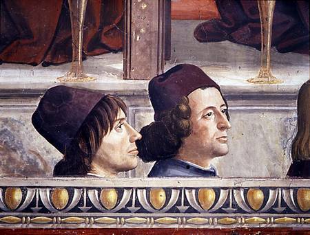 Portraits of Matteo Franco and Luigi Pulci (1432-84) from the Cycle of the Life of St. Francis van  (eigentl. Domenico Tommaso Bigordi) Ghirlandaio Domenico