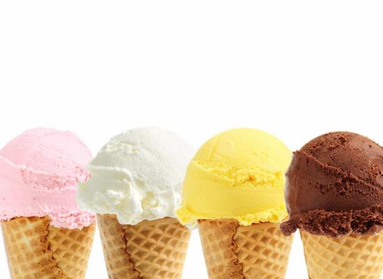 Assorted ice cream in sugar cones van Elena Elisseeva