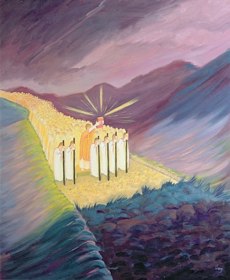 We walk in the Sacred Tradition, guided by the Bible and the Teaching of the Church, 1995 (oil on pa van Elizabeth  Wang