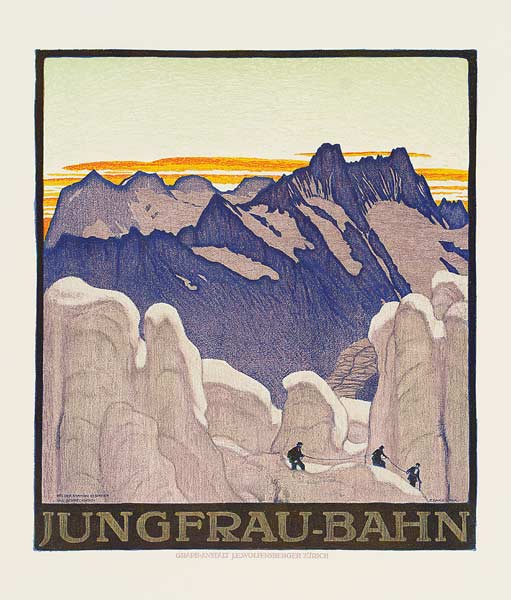 Jungfrau-Bahn, poster advertising the Jungfrau mountain railway van Emil Cardinaux