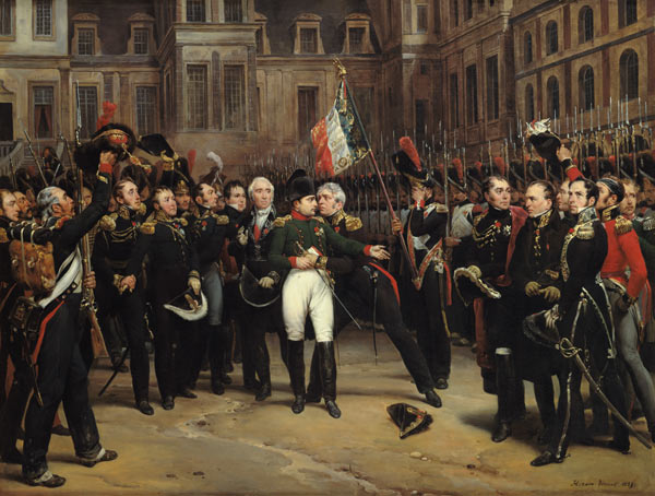 Les Adieux de Fontainebleau, 20th April 1814 van Emile Jean Horace Vernet