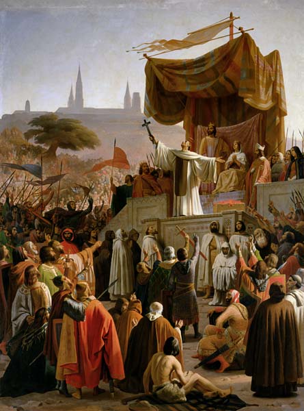 St. Bernard Preaching the Second Crusade in Vezelay, 31st March 1146 van Emile Signol