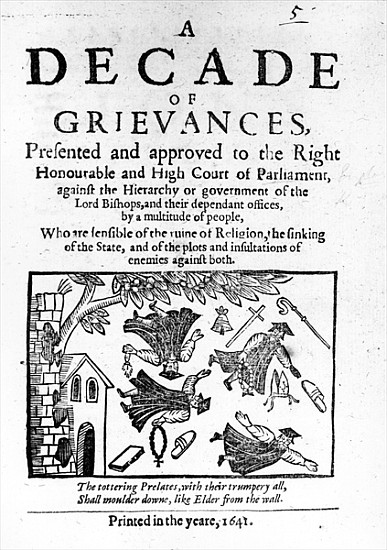 A Decade of Grievances'', Alexander Leighton''s pamphlet assaulting the institution of episcopacy van English School
