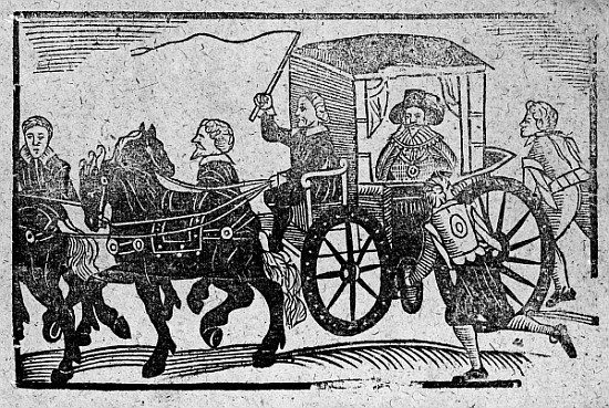 A nobleman in his carriage, an illustration from ''A Book of Roxburghe Ballads'' van English School