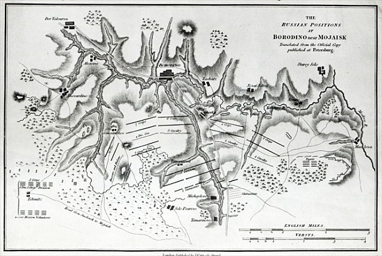 Map showing the Russian positions at the Battle of Borodino, c.1812 van English School