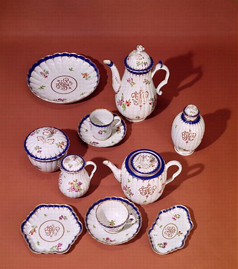Part of a Worcester monogrammed tea service, c.1775 (porcelain) van English School
