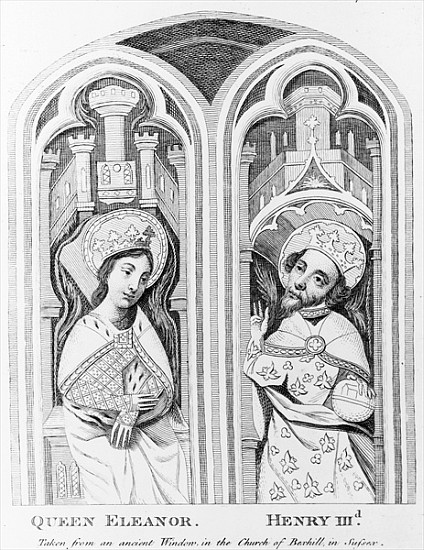 Queen Eleanor and Henry III, taken from an ancient window in the Church of Boxhill, Sussex van English School