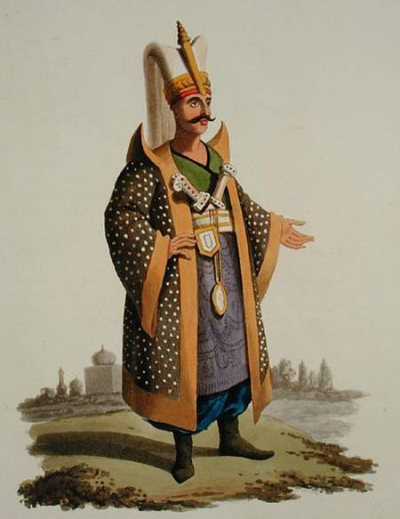 Turkish warrior, from 'Costumes of the Various Nations', Volume VII, 'The Military Costume of Turkey van English School
