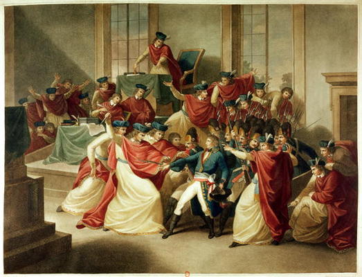 Coup d'Etat of 18 Brumaire, November 10th, 1799 (colour litho) van English School, (18th-19th century)
