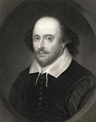 William Shakespeare (1564-1616) from 'The Gallery of Portraits', published 1833 (engraving) van English School, (19th century)