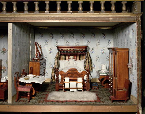 A bedroom in 'Mrs Bryant's Pleasure', c.1860 (mixed media) van English School, (19th century)