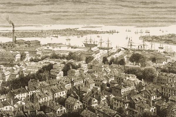 Boston, from Bunker's Hill, in c.1870, from 'American Pictures' published by the Religious Tract Soc van English School, (19th century)
