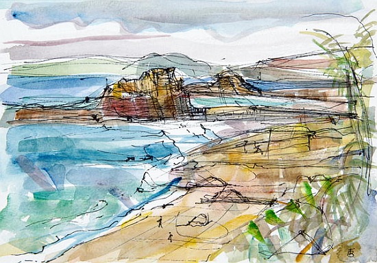 Le Renard near Guimaec, Brittany (pen and ink and and paper) van Erin  Townsend