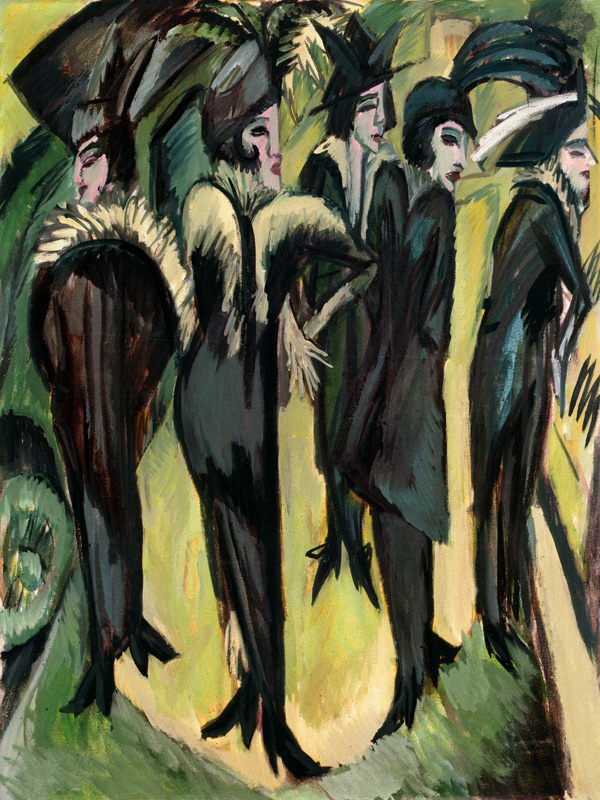 Fünf Frauen auf der Strasse van Ernst Ludwig Kirchner