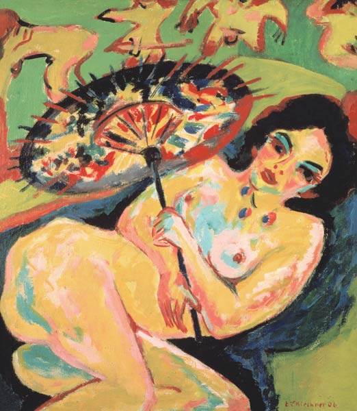 Girl under Jap. Parasol van Ernst Ludwig Kirchner