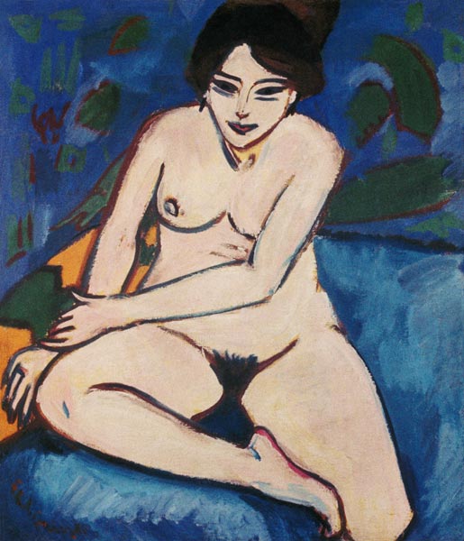 Akt auf blauem Grund. van Ernst Ludwig Kirchner