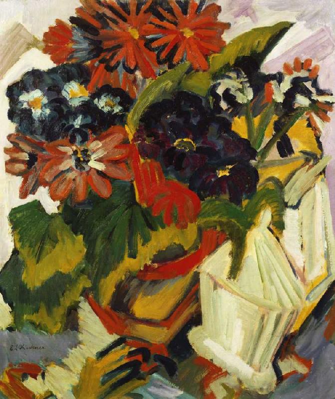 Blumentopf und Zuckerdose van Ernst Ludwig Kirchner