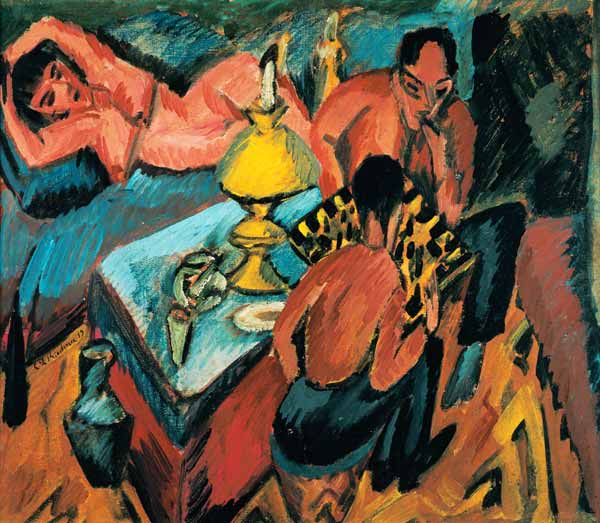 Otto Mueller beim Schachspiel van Ernst Ludwig Kirchner