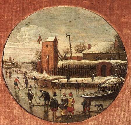 Winter Landscape with Skaters (panel) van Esaias van de Velde